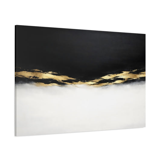 Main Mockup. Abstract Abstract Strokes Black And Gold shown as stretched canvas wall art