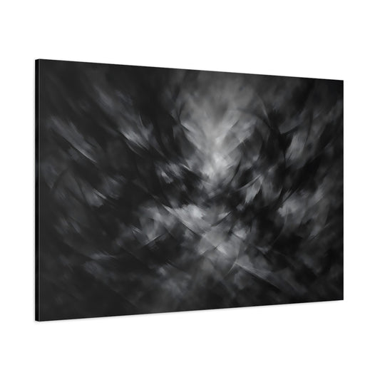 Main Mockup. Abstract Abstract Strokes Black And White shown as stretched canvas wall art