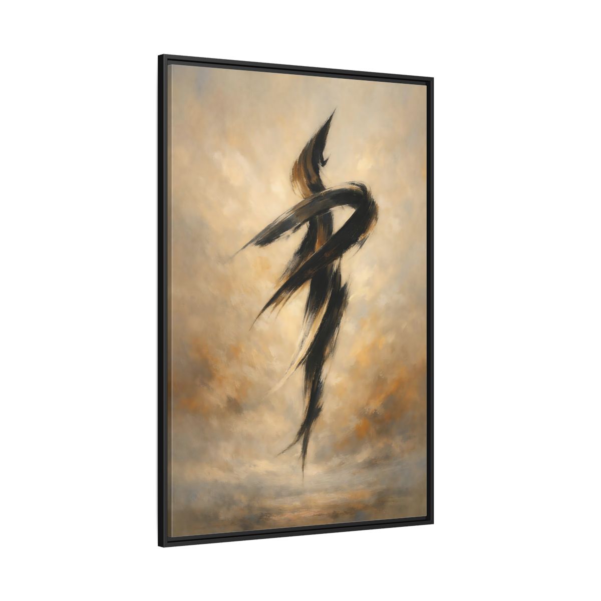 Main Mockup. Abstract Abstract Strokes Brown And Beige shown as stretched canvas wall art