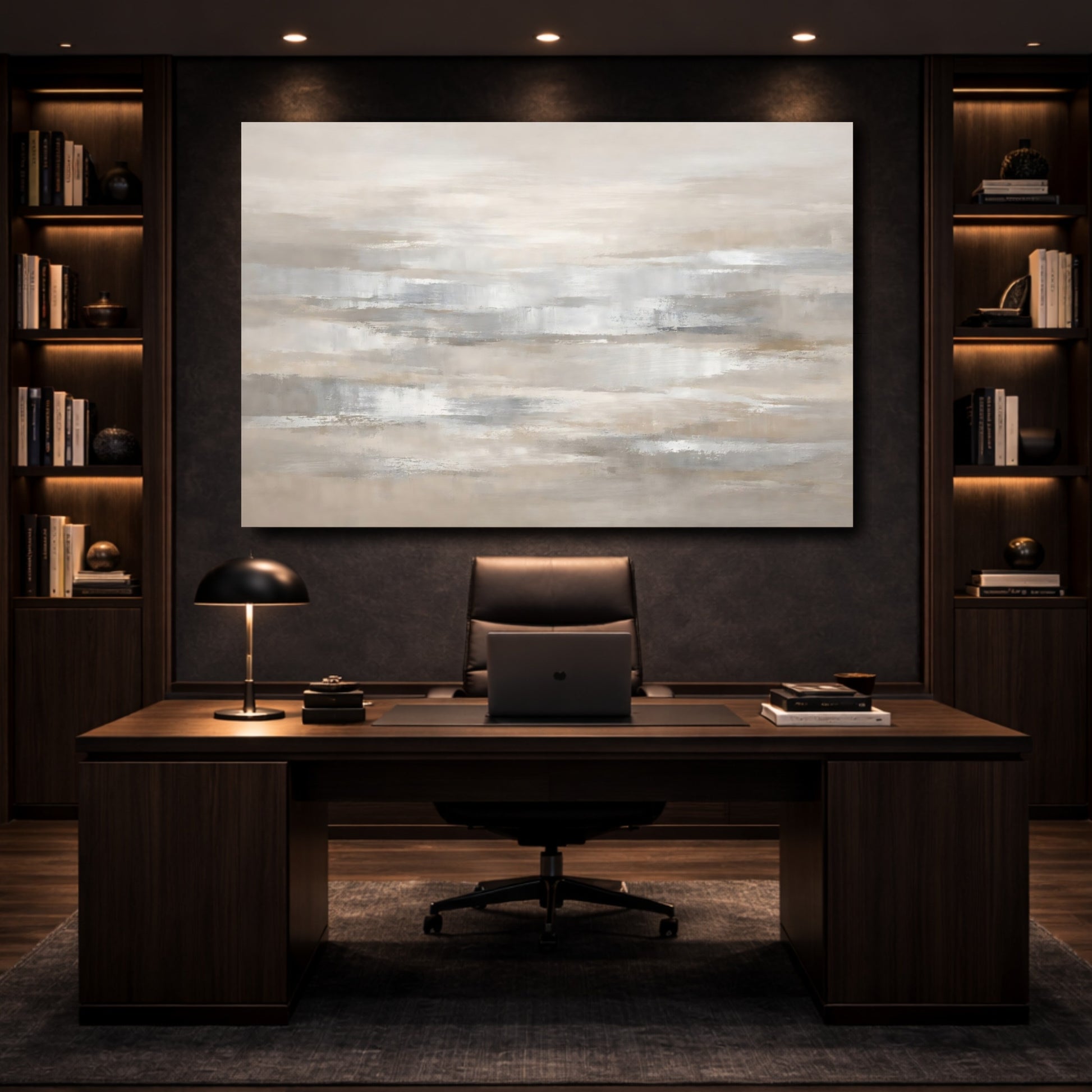 Mockup 4. Abstract Abstract Strokes Neutral Abstract shown as stretched canvas wall art