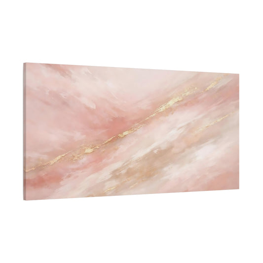 Main Mockup. Abstract Abstract Strokes Pink Gold Abstract shown as stretched canvas wall art