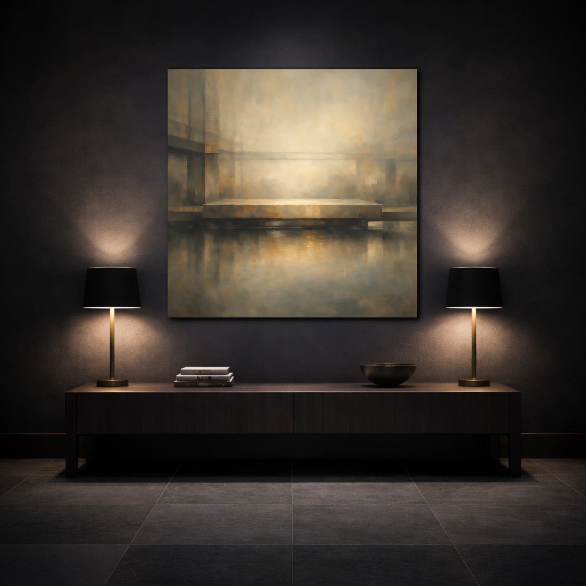 Mockup 3. Abstract Abstract Structure Brown Gray Abstract shown as stretched canvas wall art
