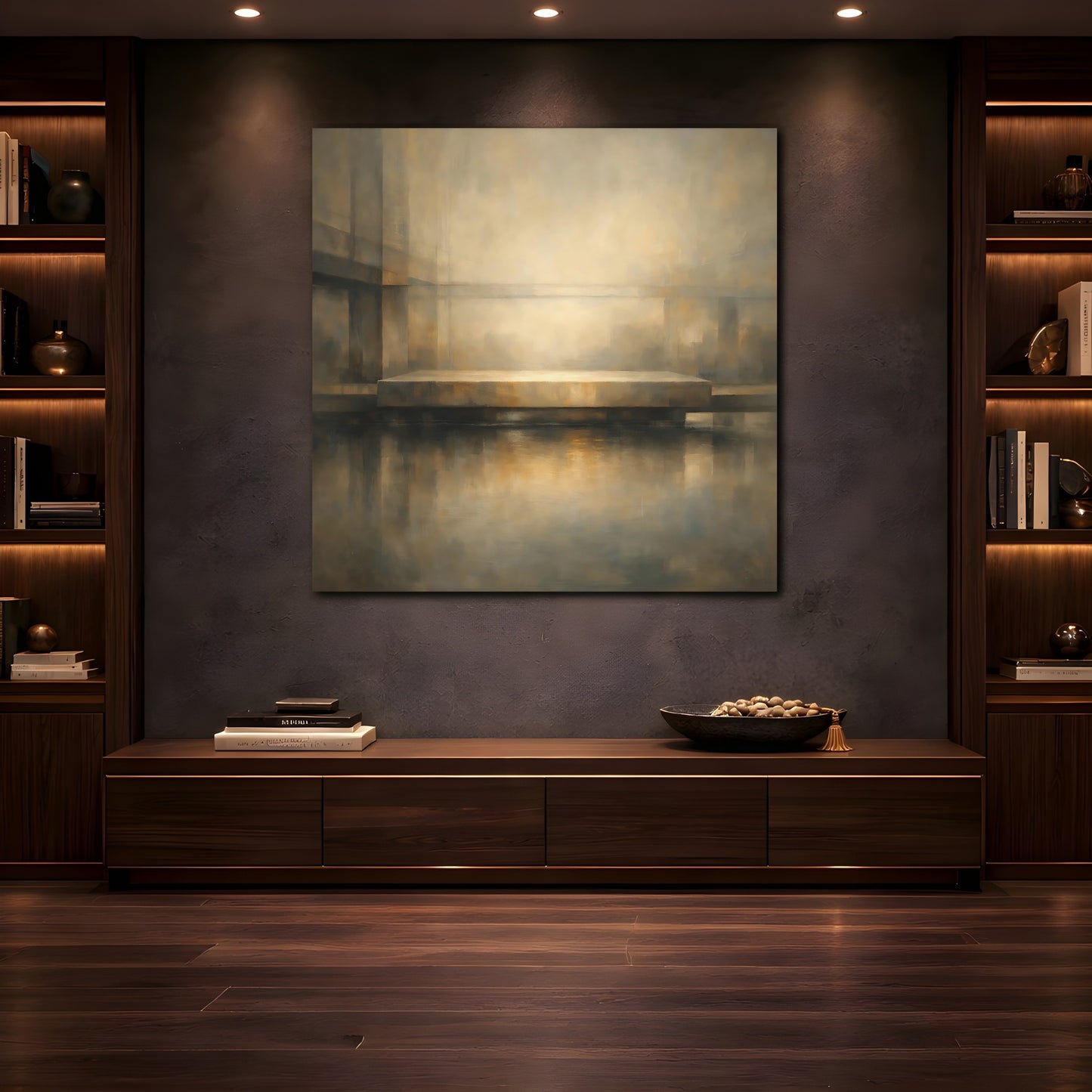 Mockup 4. Abstract Abstract Structure Brown Gray Abstract shown as stretched canvas wall art