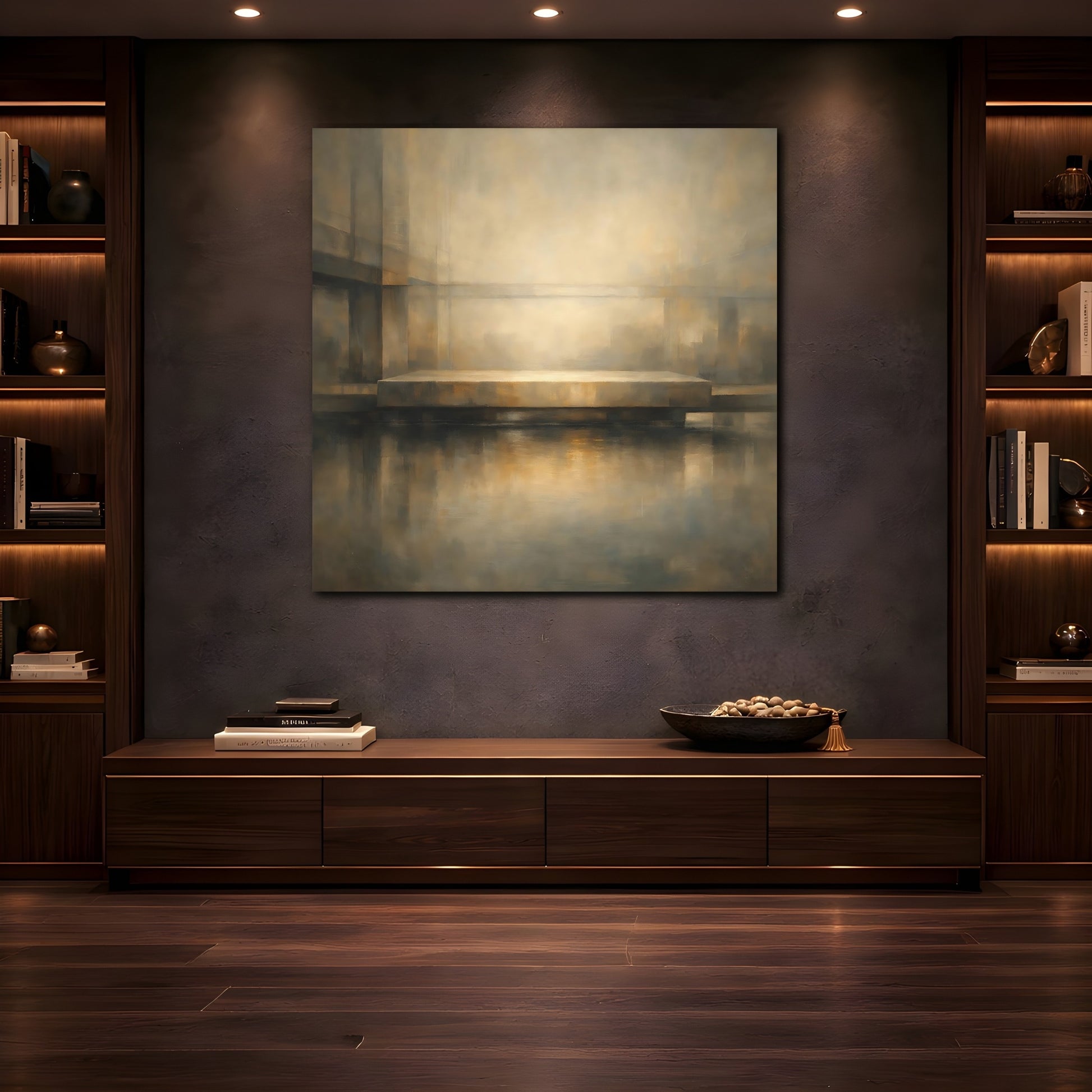 Mockup 4. Abstract Abstract Structure Brown Gray Abstract shown as stretched canvas wall art