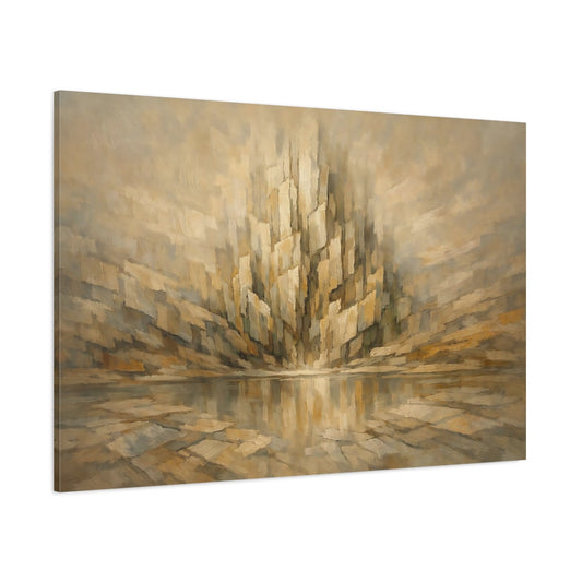 Main Mockup. Abstract Abstract Structure Gold And Brown shown as stretched canvas wall art