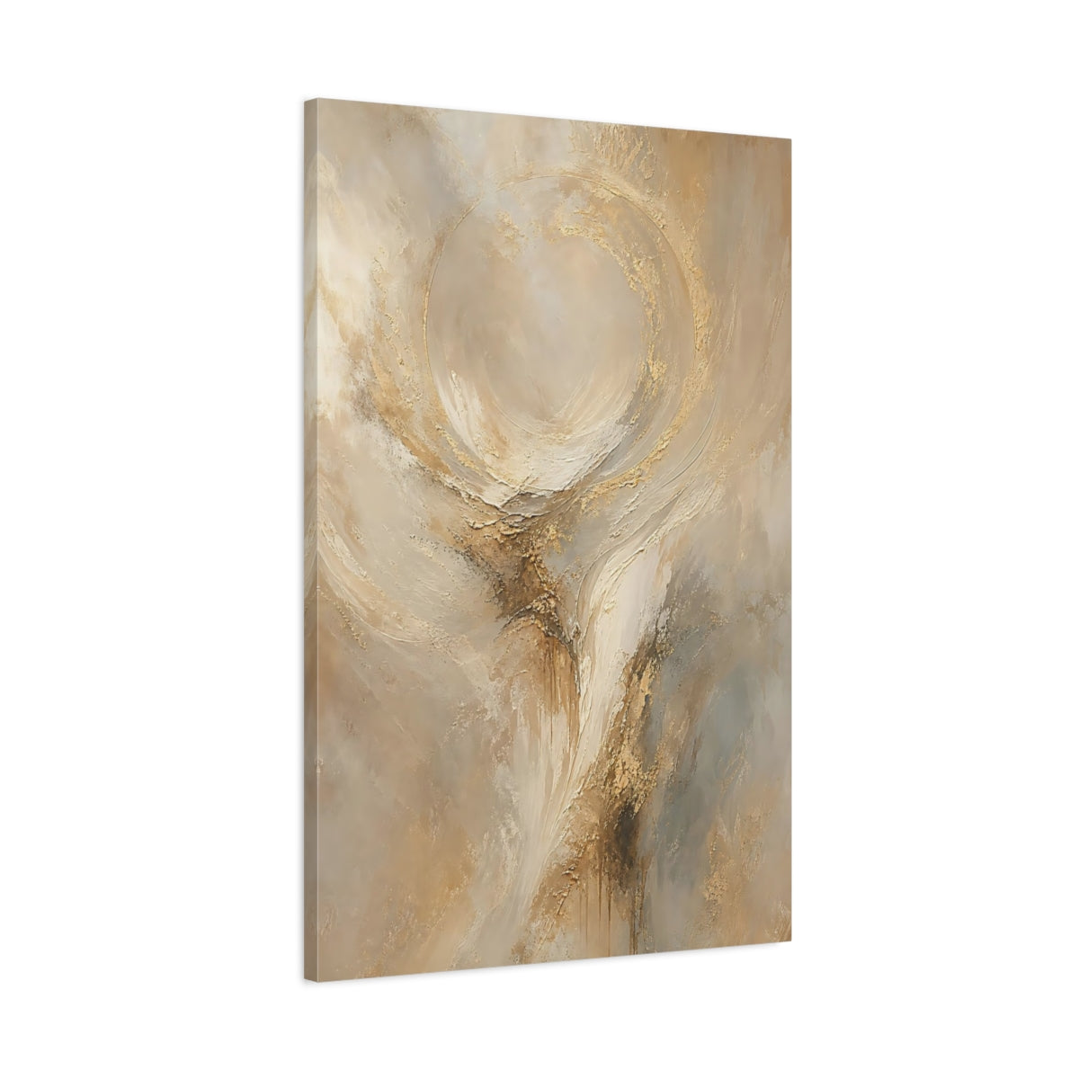 Main Mockup. Abstract Abstract Texture Abstract Gold And Beige shown as stretched canvas wall art