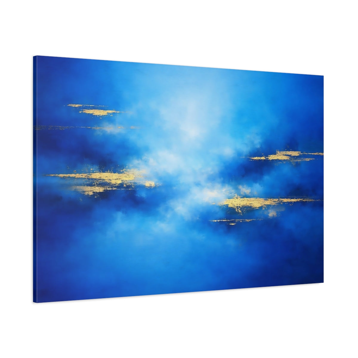 Main Mockup. Abstract Abstract Texture Blue And Gold shown as stretched canvas wall art