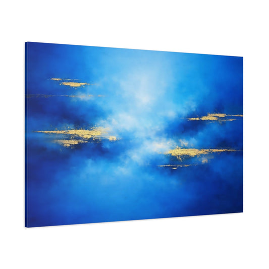 Main Mockup. Abstract Abstract Texture Blue And Gold shown as stretched canvas wall art