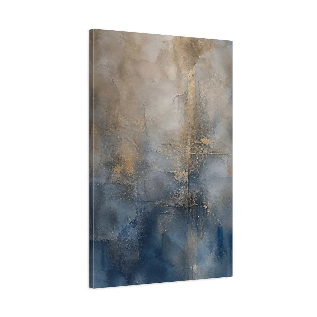 Main Mockup. Abstract Abstract Texture Blue And Gold shown as stretched canvas wall art