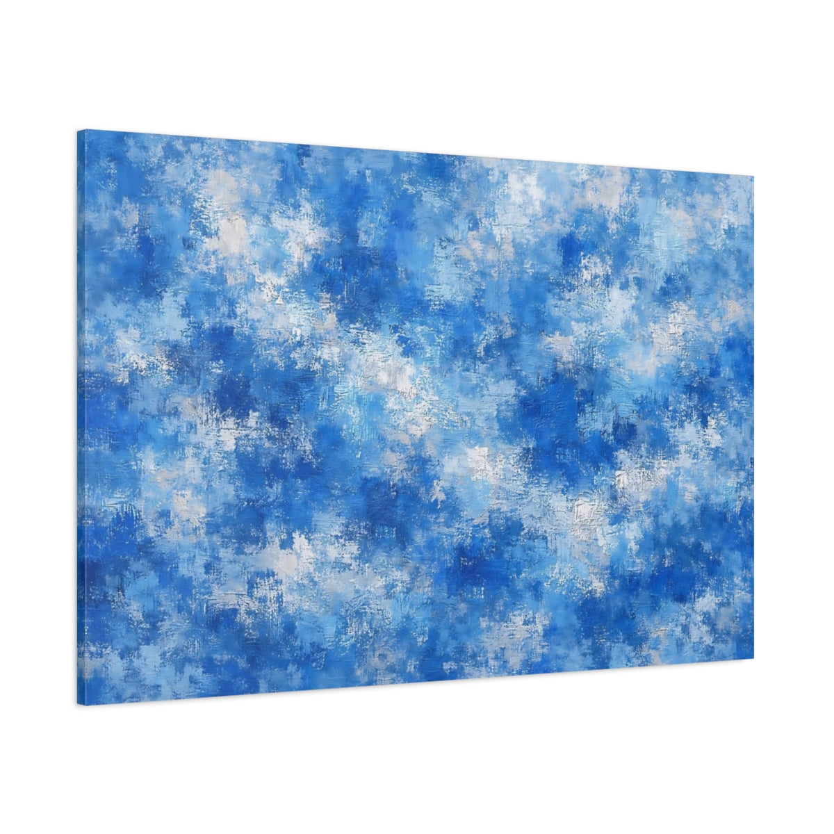 Main Mockup. Abstract Abstract Texture Blue And White shown as stretched canvas wall art