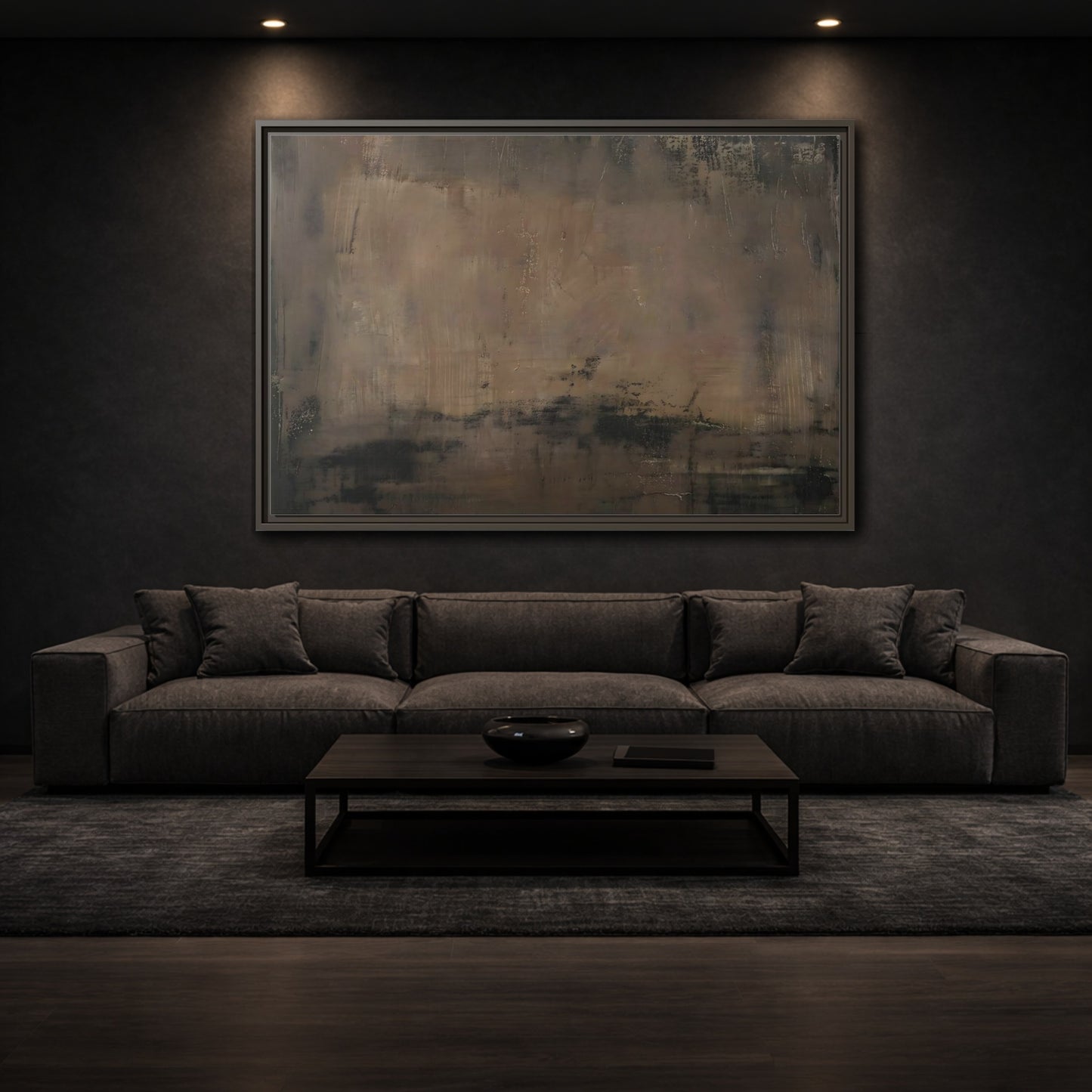 Mockup 2. Abstract Abstract Texture Brown And Black shown as stretched canvas wall art