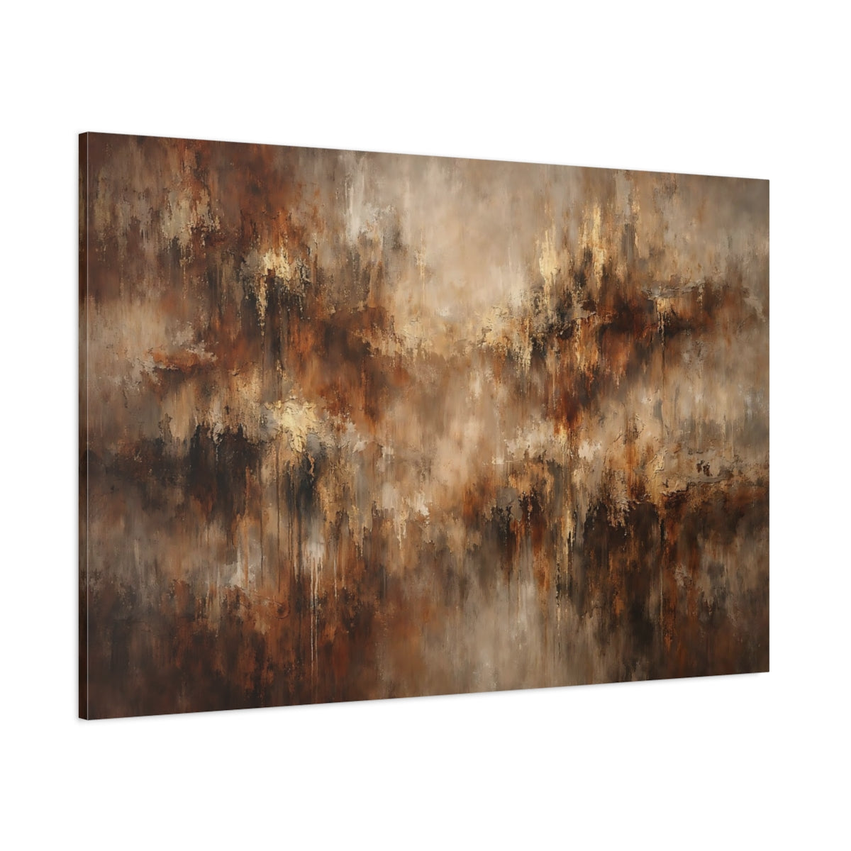 Main Mockup. Abstract Abstract Texture Brown And Gold shown as stretched canvas wall art