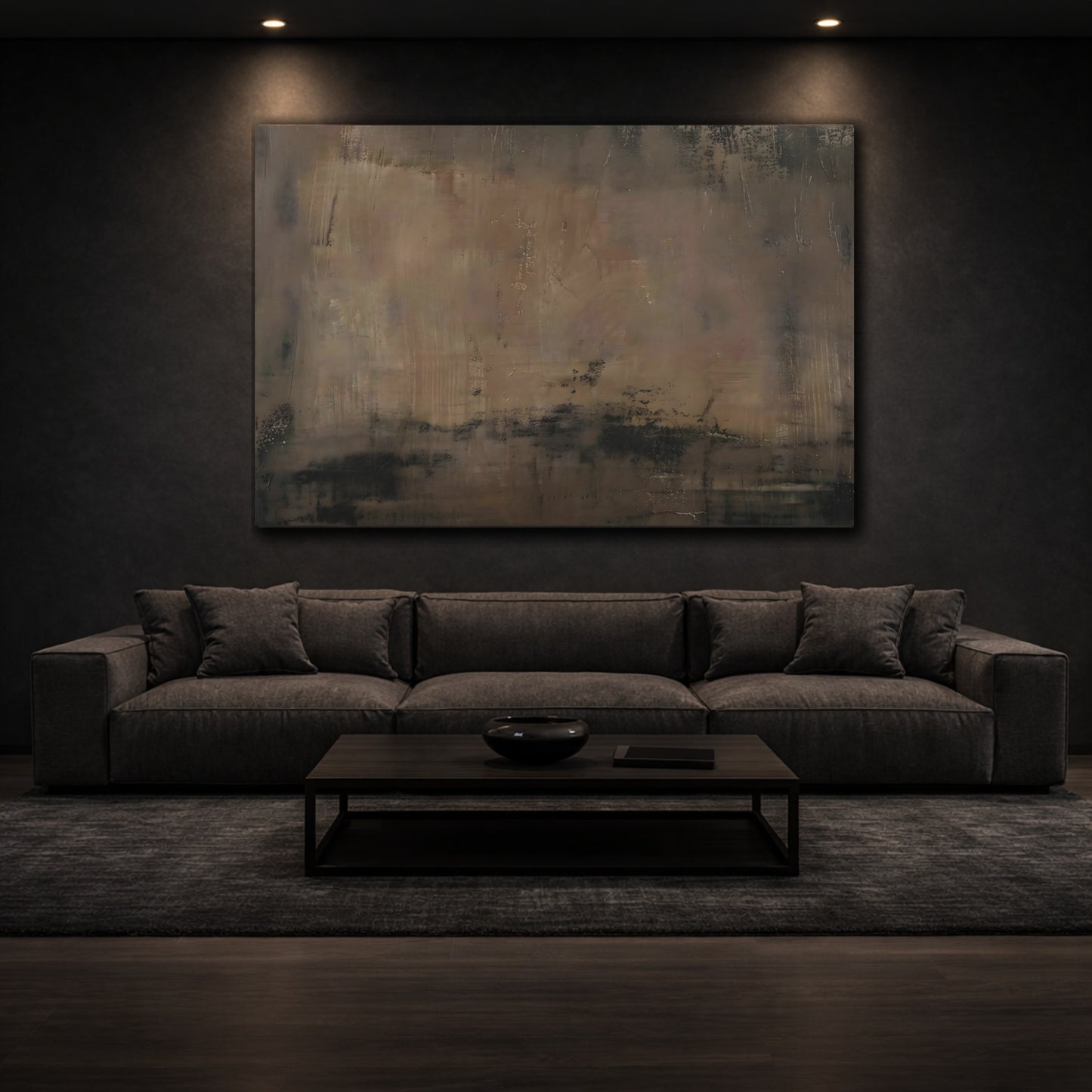 Abstract Abstract Texture Brown Black Abstract shown as front canvas room wall art