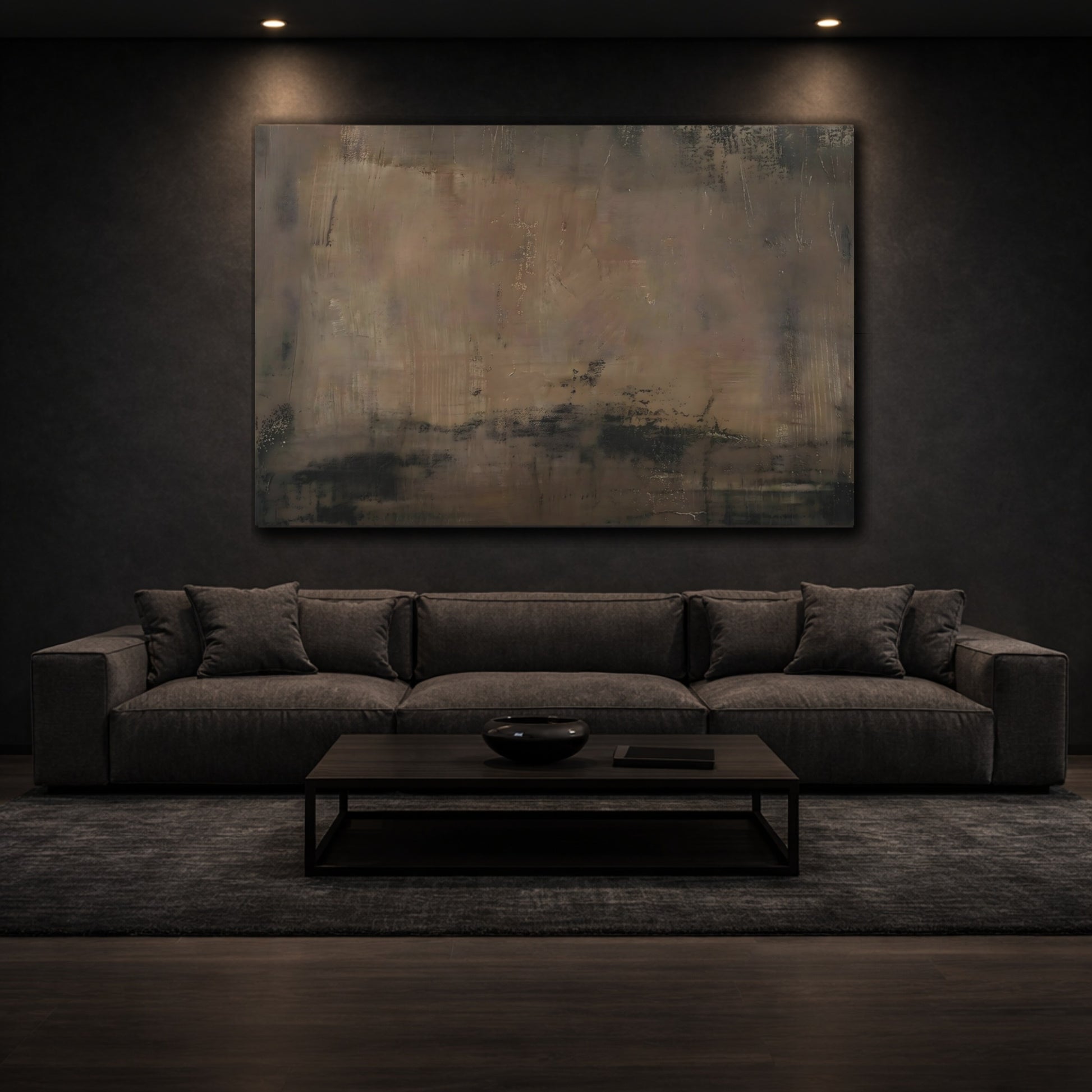 Abstract Abstract Texture Brown Black Abstract shown as front canvas room wall art