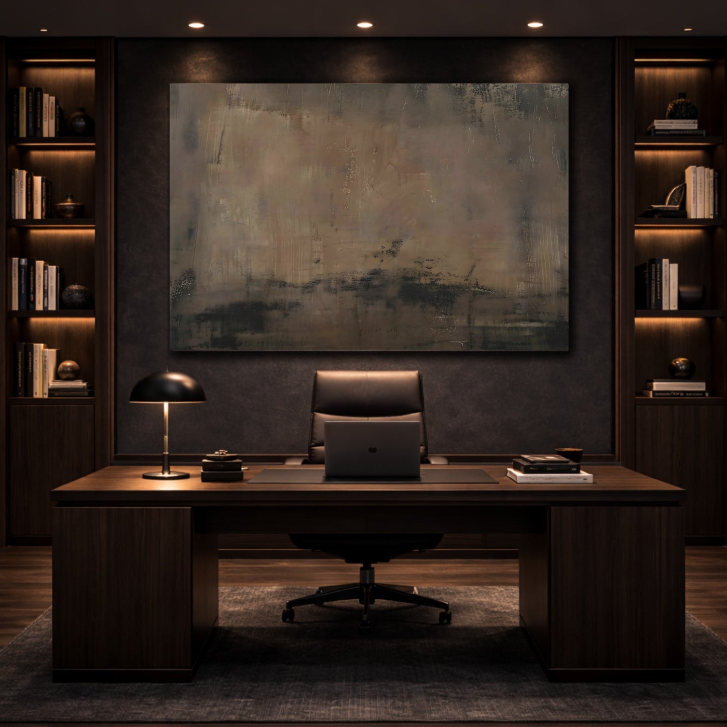 Abstract Abstract Texture Brown Black Abstract shown as front canvas room wall art