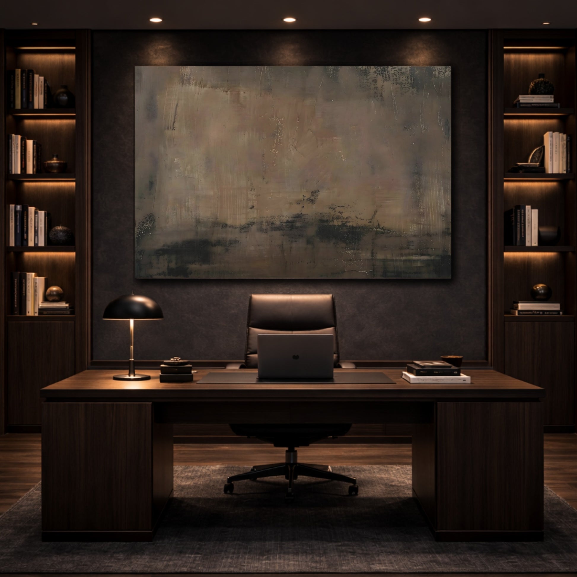 Abstract Abstract Texture Brown Black Abstract shown as front canvas room wall art