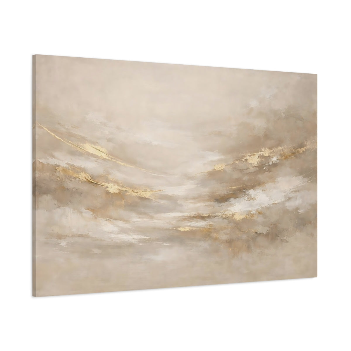 Main Mockup. Abstract Abstract Texture Gold And Beige shown as stretched canvas wall art