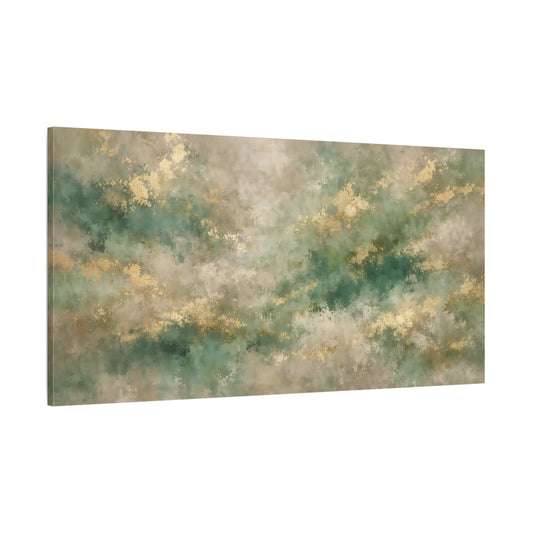 Main Mockup. Abstract Abstract Texture Green Gold Abstract shown as stretched canvas wall art