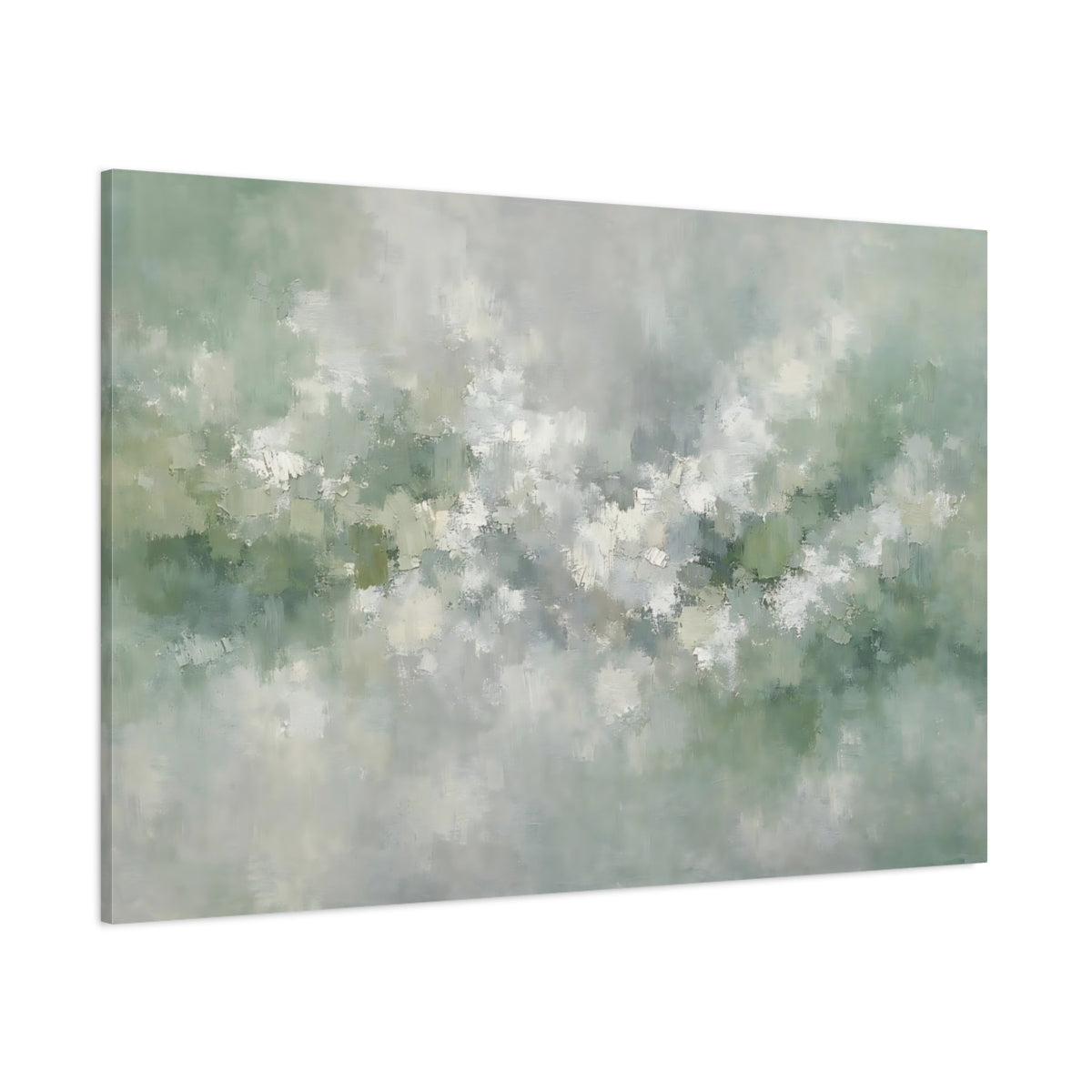 Main Mockup. Abstract Abstract Texture Muted Green Abstract shown as stretched canvas wall art