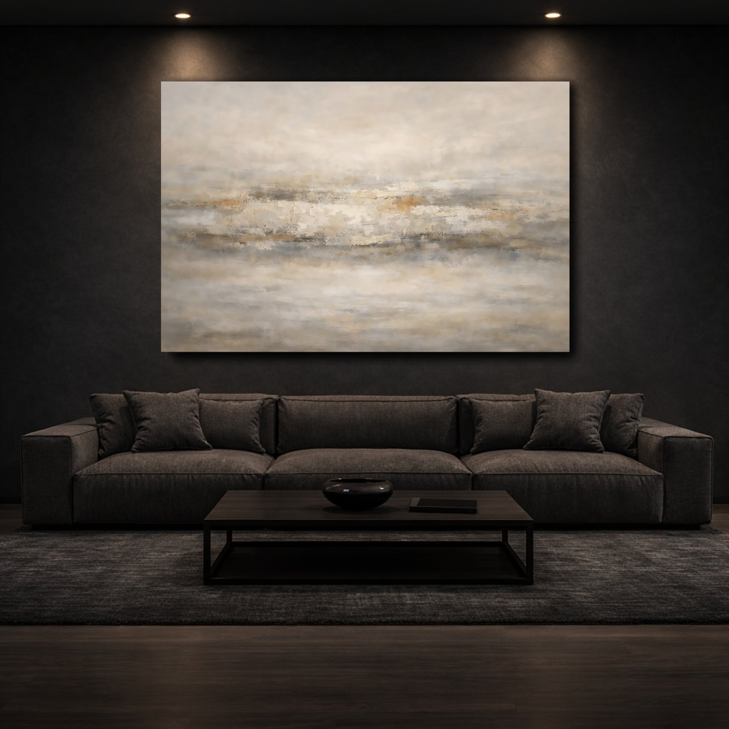 Mockup 2. Abstract Abstract Texture Neutral Abstract shown as stretched canvas wall art