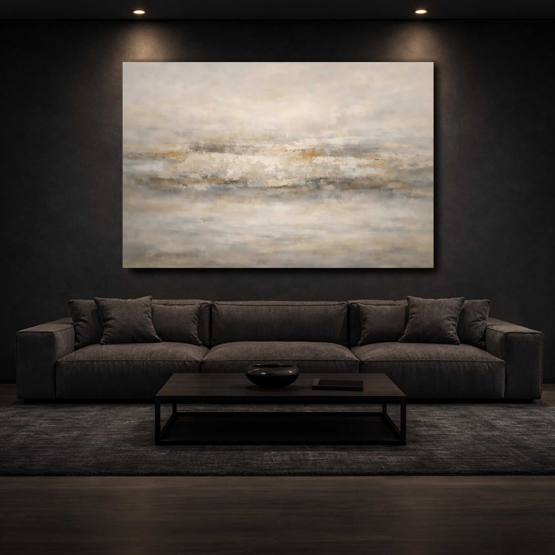 Mockup 2. Abstract Abstract Texture Neutral Abstract shown as stretched canvas wall art