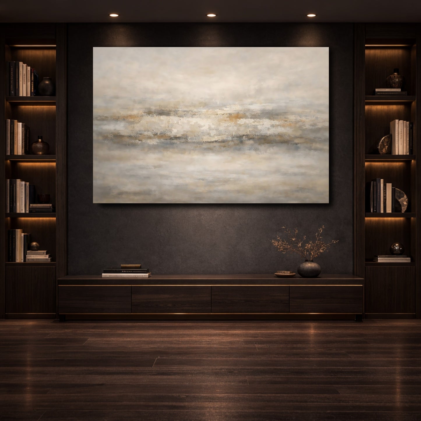 Mockup 3. Abstract Abstract Texture Neutral Abstract shown as stretched canvas wall art