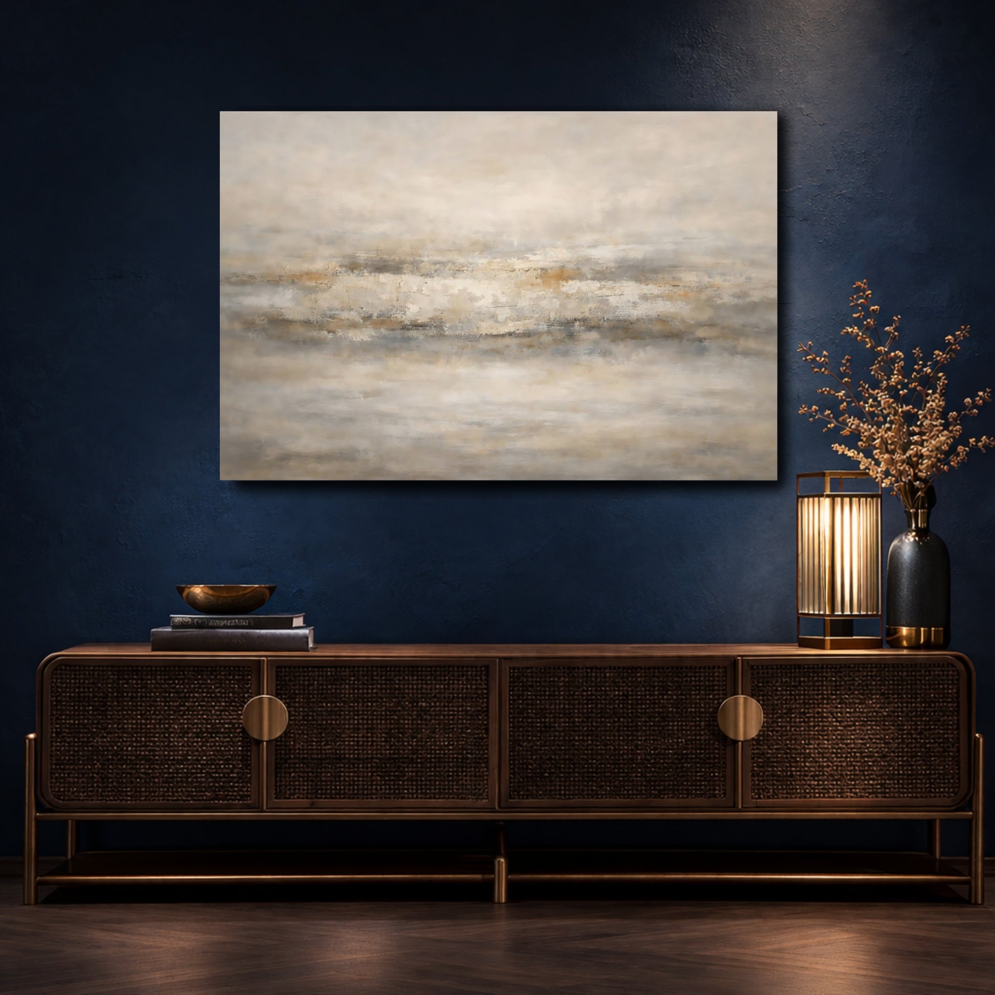 Mockup 4. Abstract Abstract Texture Neutral Abstract shown as stretched canvas wall art
