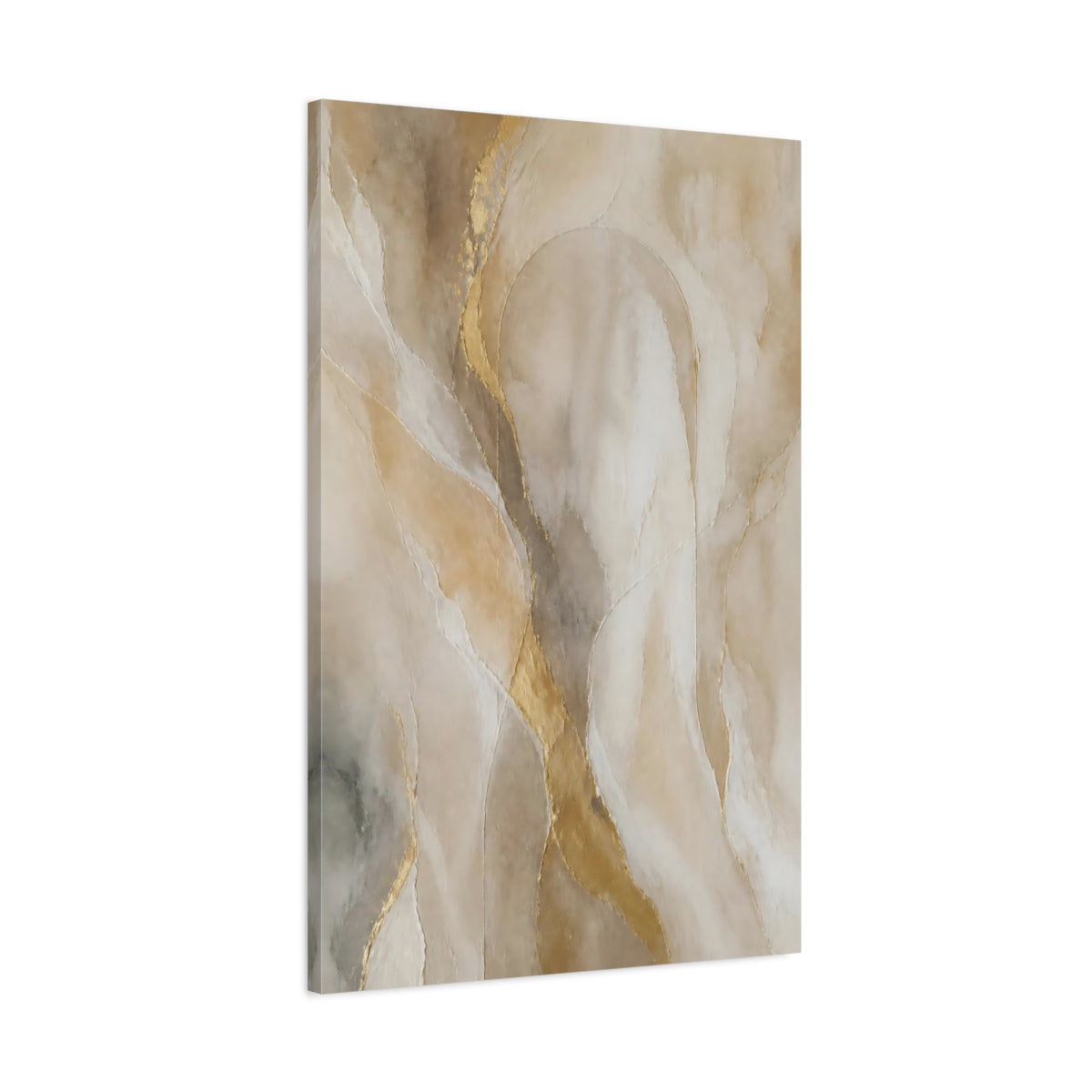 Main Mockup. Abstract Abstract Texture Neutral Gold Abstract shown as stretched canvas wall art