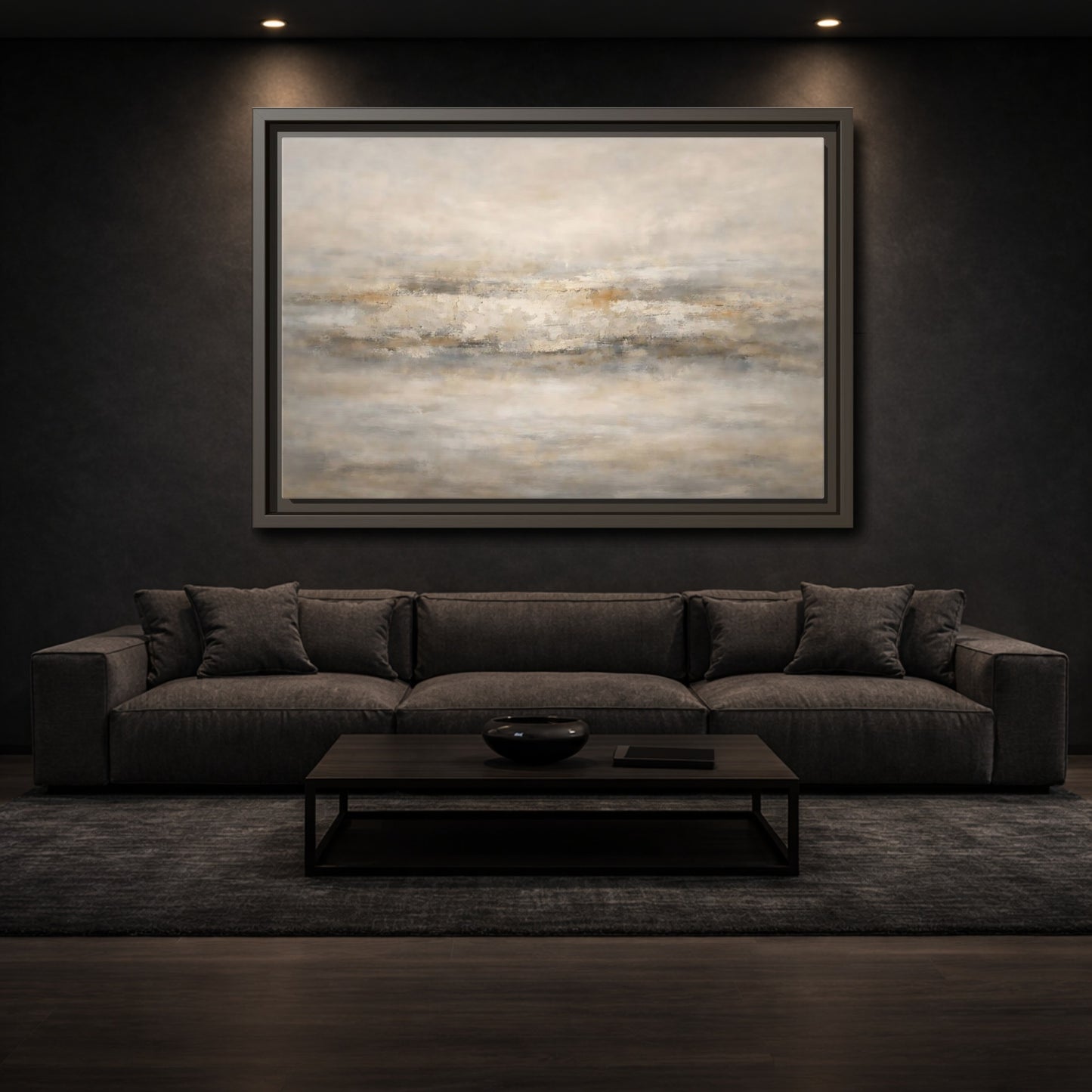 Mockup 2. Abstract Abstract Texture Neutral Textured shown as stretched canvas wall art
