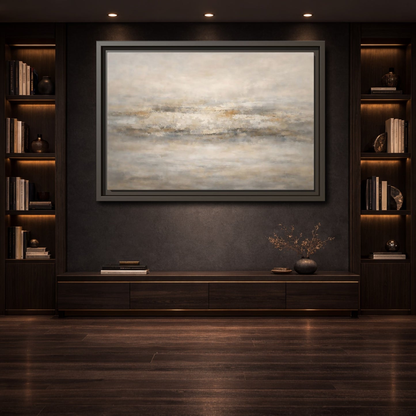 Mockup 3. Abstract Abstract Texture Neutral Textured shown as stretched canvas wall art