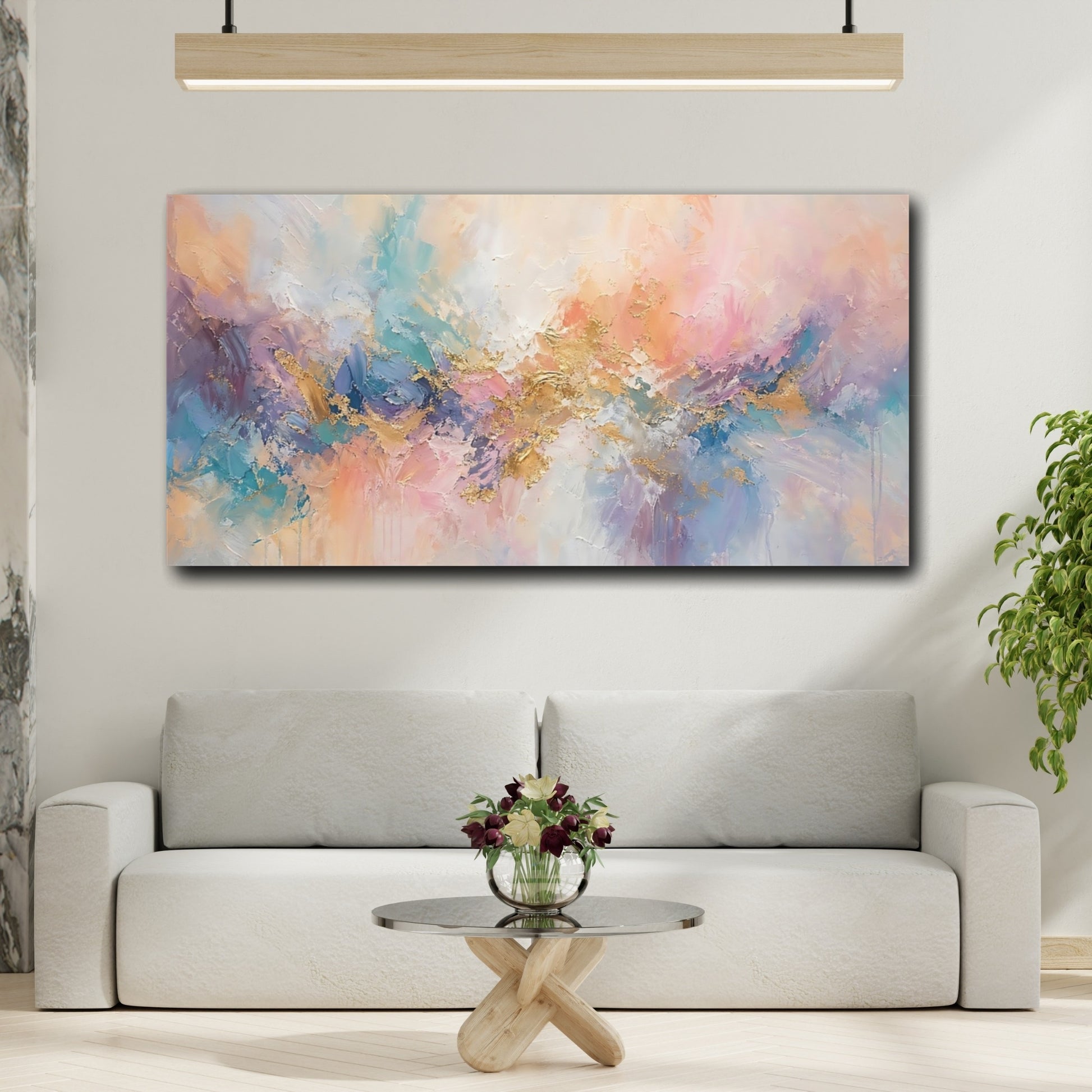 Mockup 3. Abstract Abstract Texture Pastel Abstract shown as stretched canvas wall art
