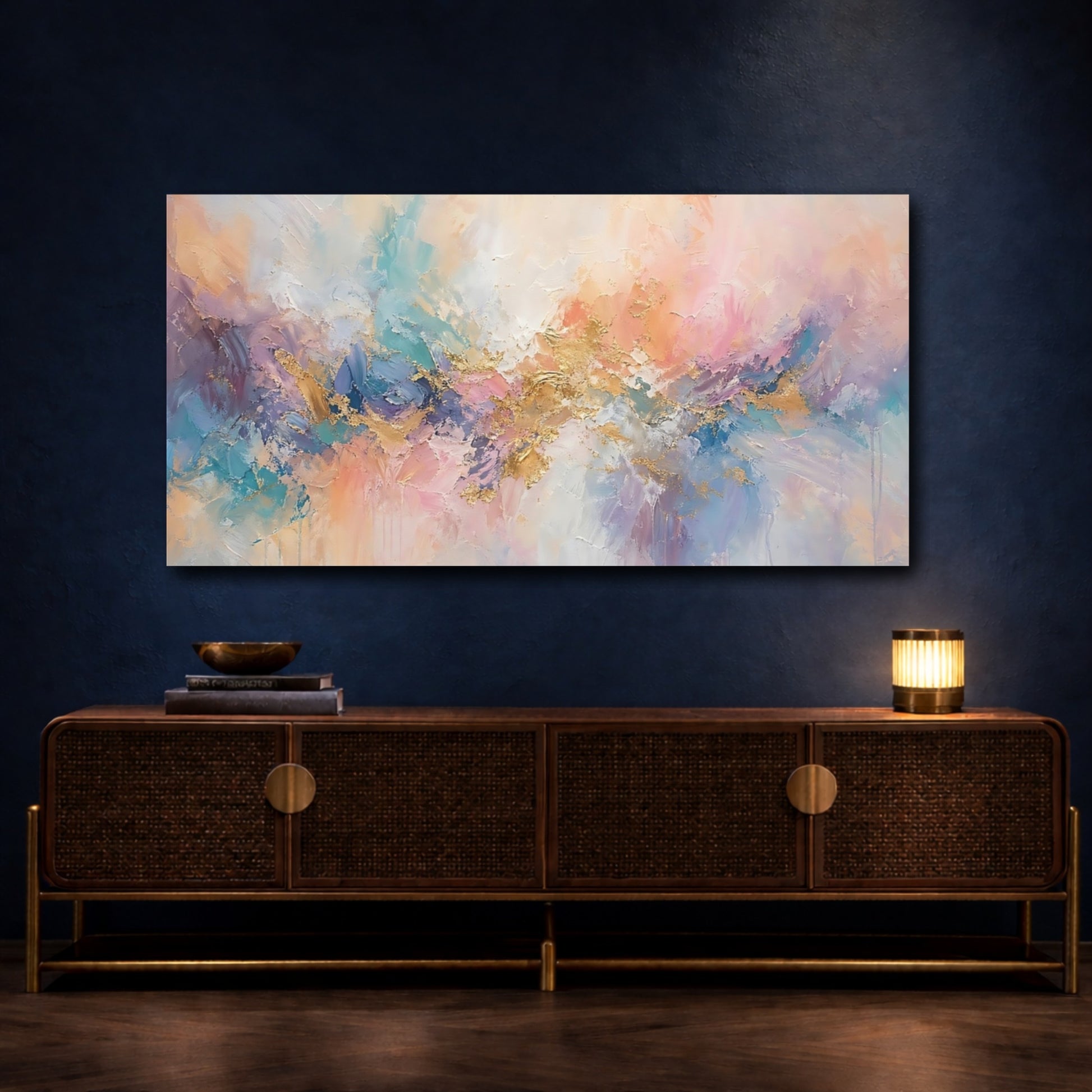 Mockup 4. Abstract Abstract Texture Pastel Abstract shown as stretched canvas wall art