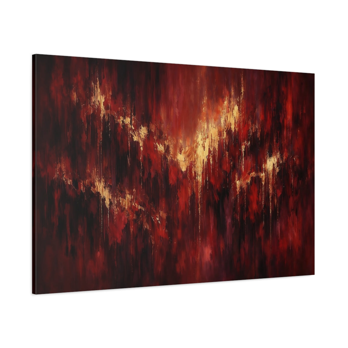 Main Mockup. Abstract Abstract Texture Red And Gold Abstract shown as stretched canvas wall art