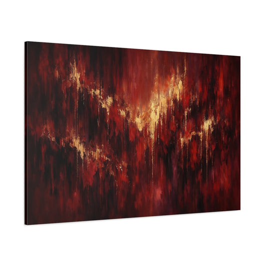 Main Mockup. Abstract Abstract Texture Red And Gold Abstract shown as stretched canvas wall art