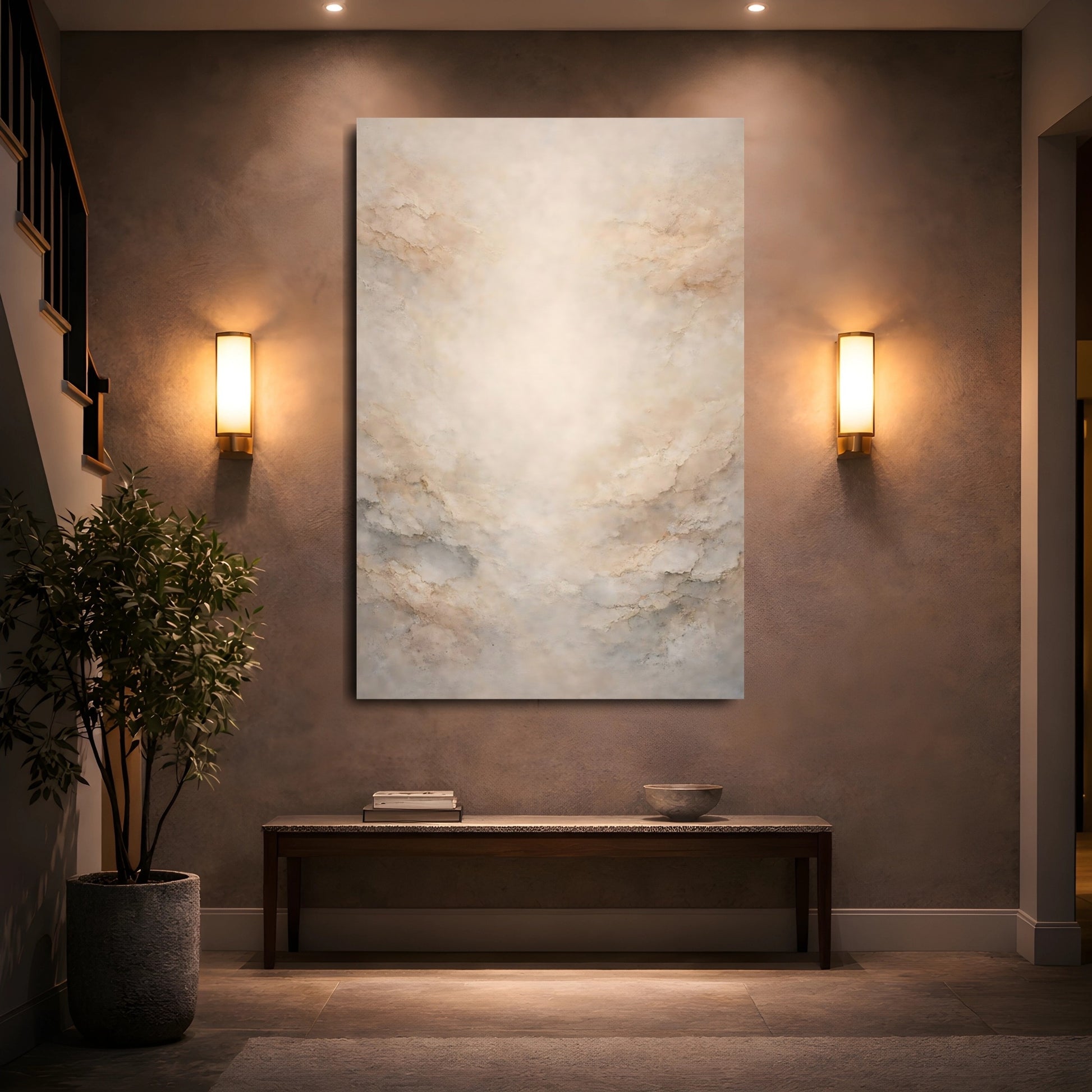 Abstract Abstract Texture Warm Beige Texture shown as front canvas room wall art