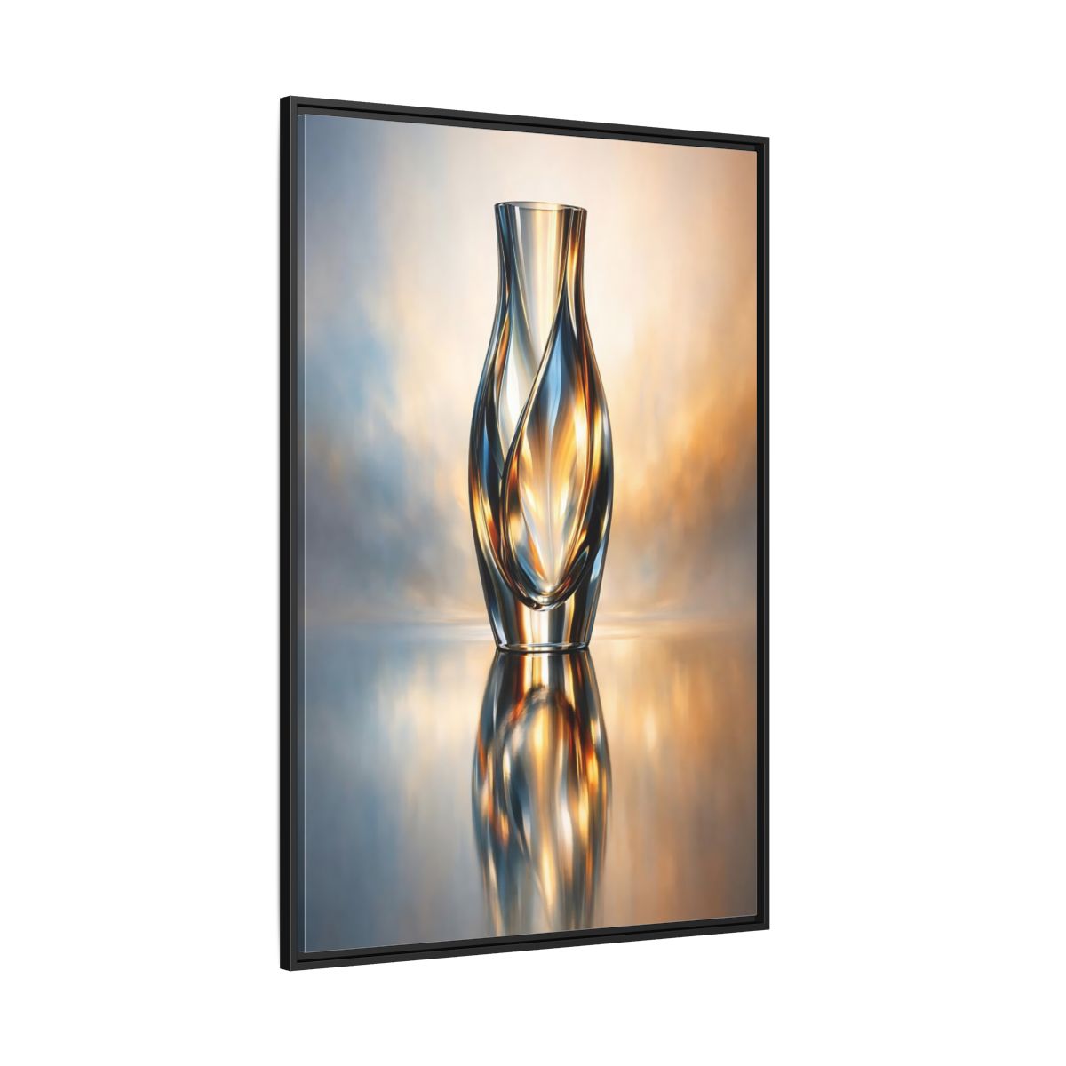 Main Mockup. Abstract Abstract Vase Gold And Blue shown as stretched canvas wall art