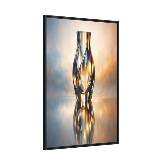 Main Mockup. Abstract Abstract Vase Gold And Blue shown as stretched canvas wall art