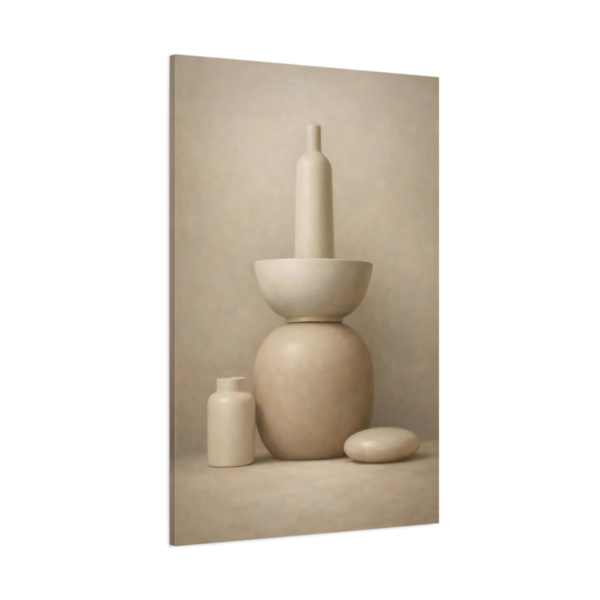 Main Mockup. Abstract Abstract Vessels Neutral Abstract shown as stretched canvas wall art