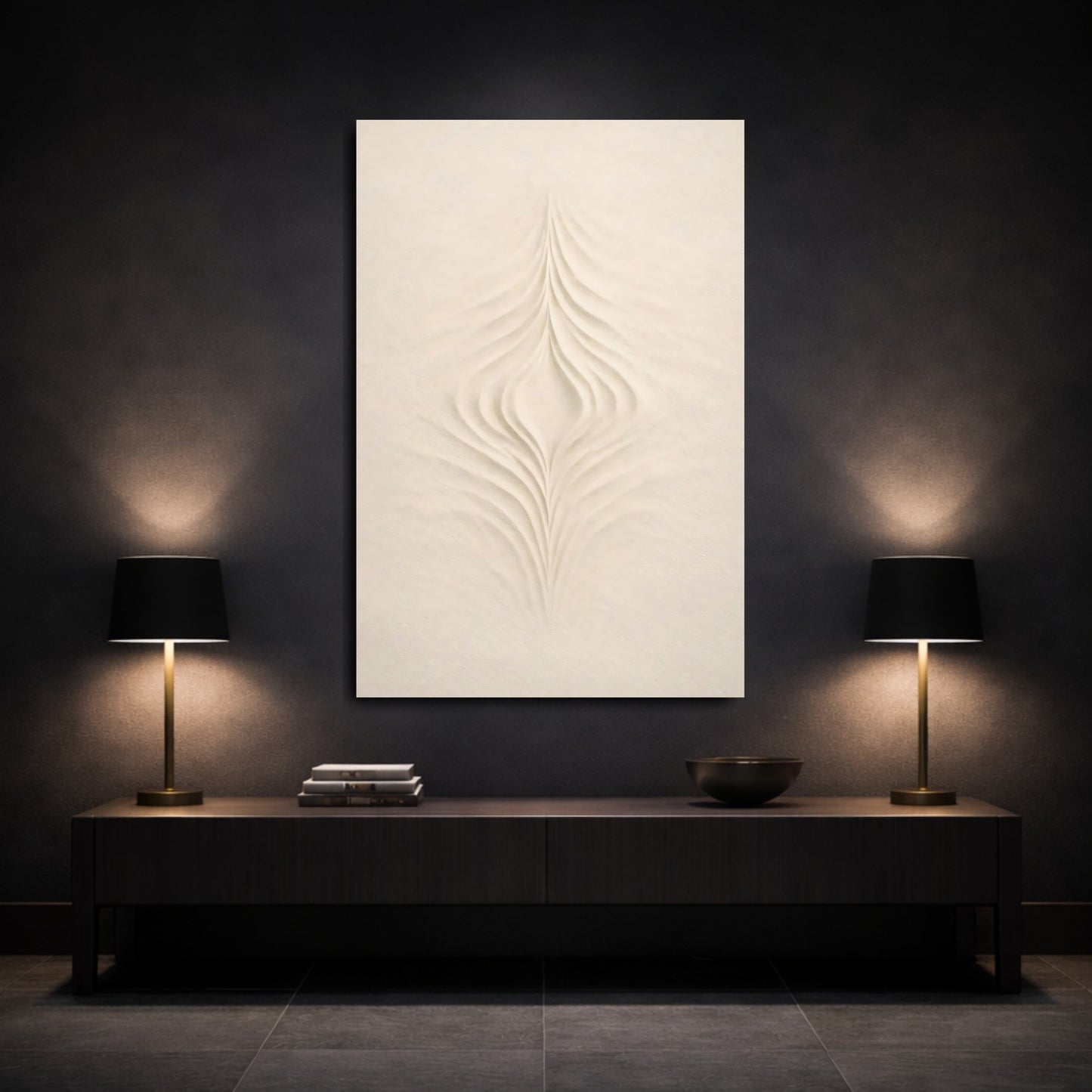 Abstract Abstract Waves Beige Abstract shown as front canvas room wall art