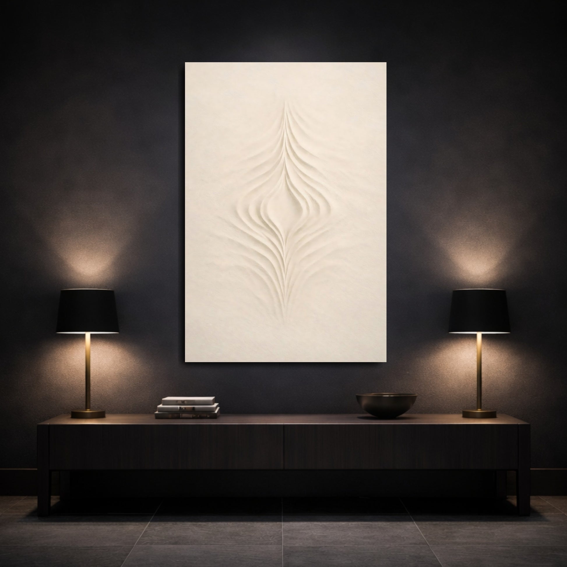 Abstract Abstract Waves Beige Abstract shown as front canvas room wall art