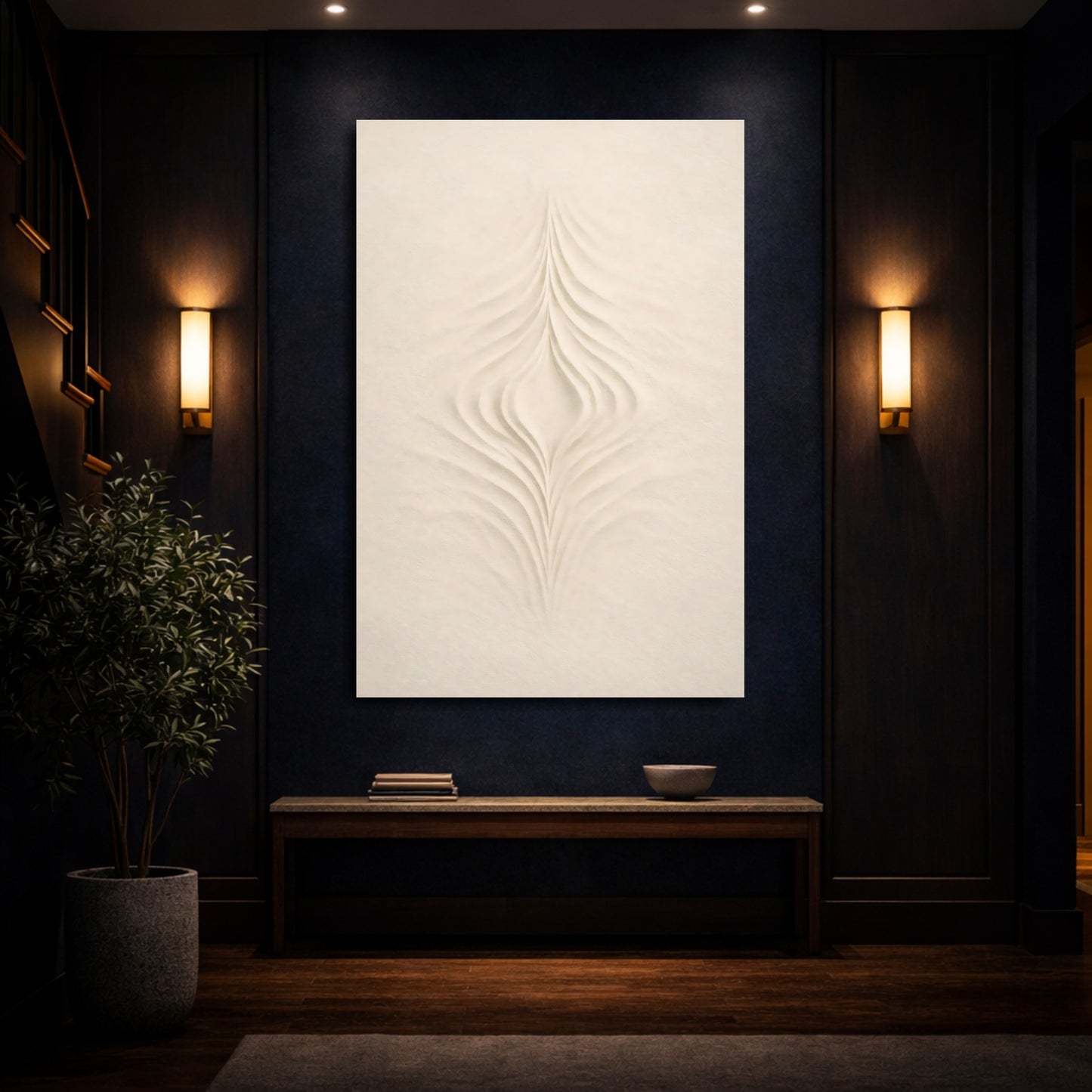 Abstract Abstract Waves Beige Abstract shown as front canvas room wall art