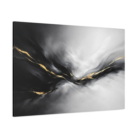 Main Mockup. Abstract Abstract Waves Black And Gold shown as stretched canvas wall art
