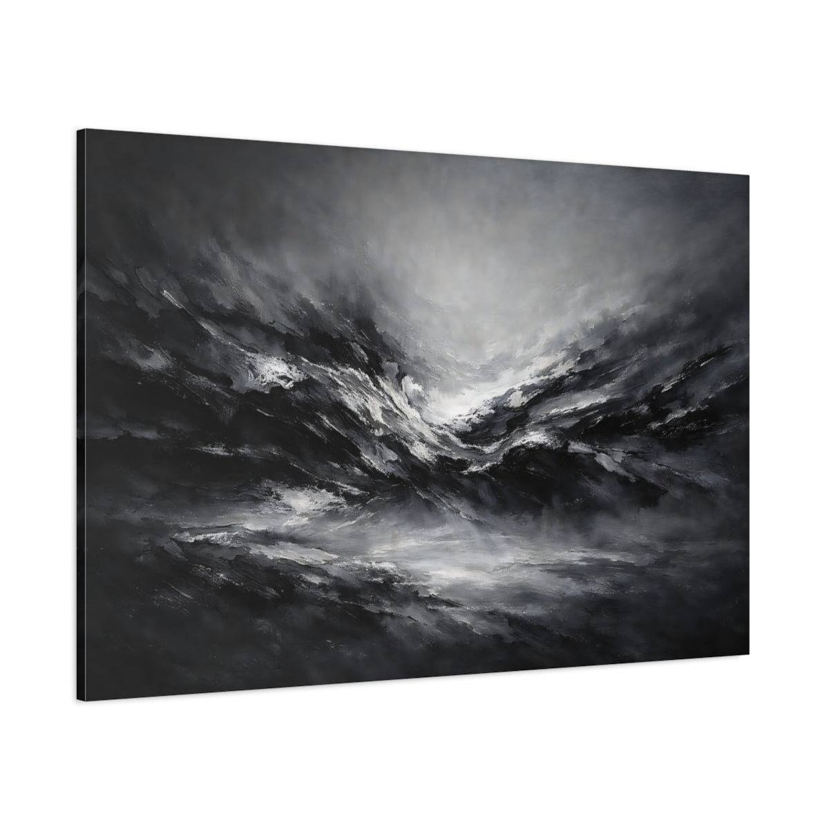Main Mockup. Abstract Abstract Waves Black And White Abstract shown as stretched canvas wall art