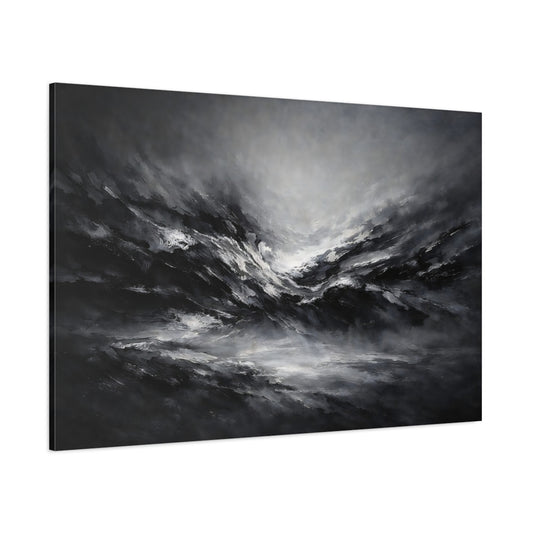 Main Mockup. Abstract Abstract Waves Black And White Abstract shown as stretched canvas wall art