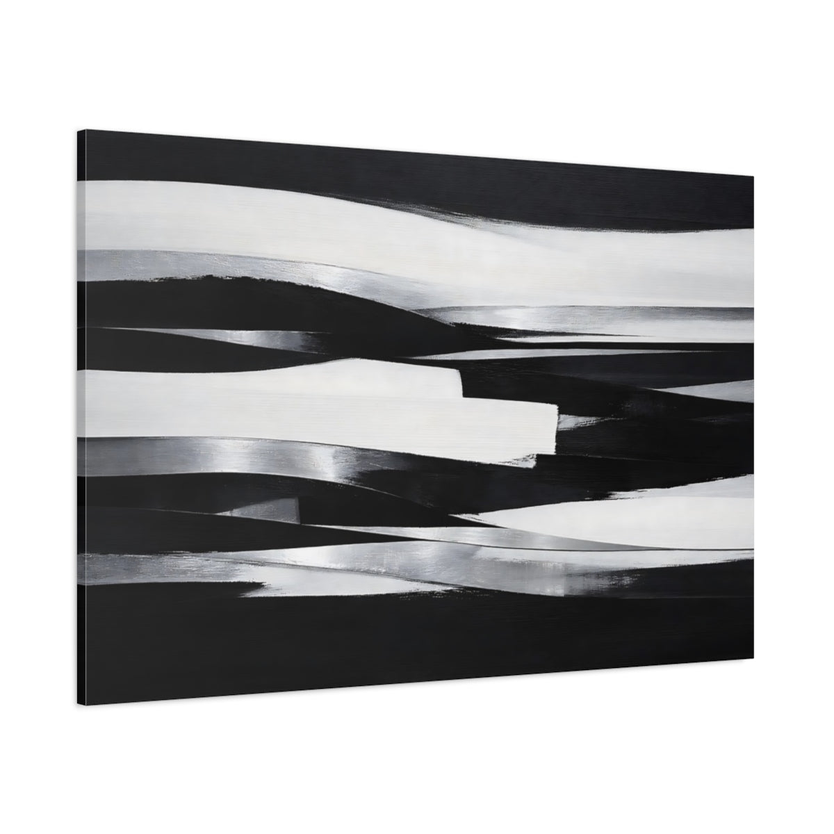 Main Mockup. Abstract Abstract Waves Black And White Abstract shown as stretched canvas wall art