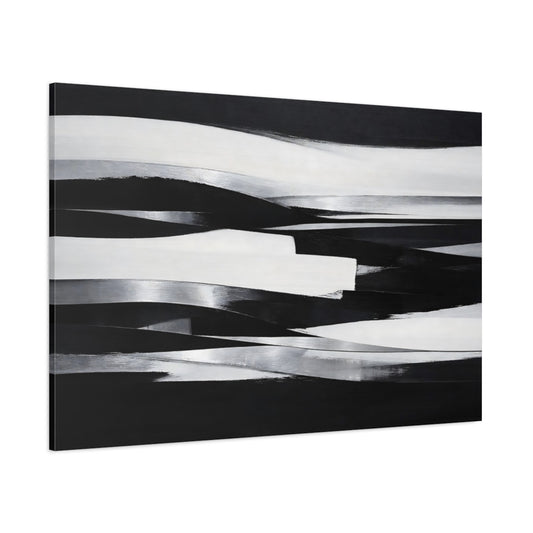 Main Mockup. Abstract Abstract Waves Black And White Abstract shown as stretched canvas wall art