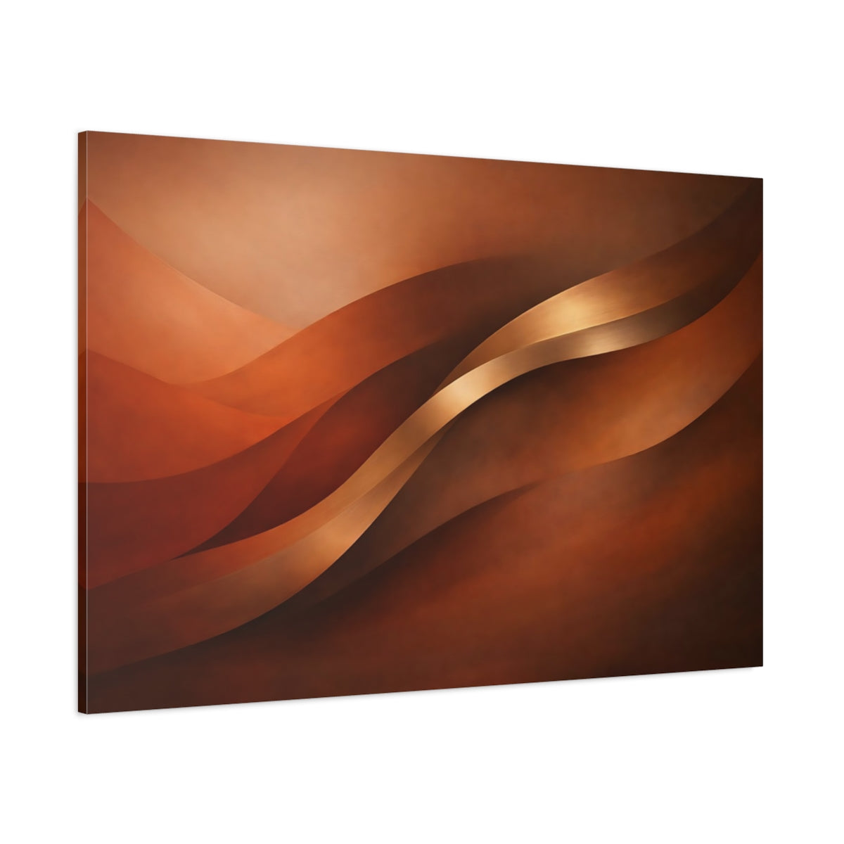 Main Mockup. Abstract Abstract Waves Bronze Terracotta shown as stretched canvas wall art