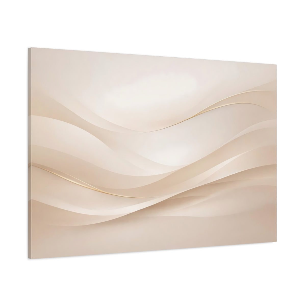 Main Mockup. Abstract Abstract Waves Cream And Gold shown as stretched canvas wall art