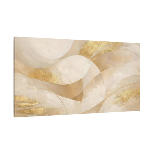 Main Mockup. Abstract Abstract Waves Cream Gold Abstract shown as stretched canvas wall art