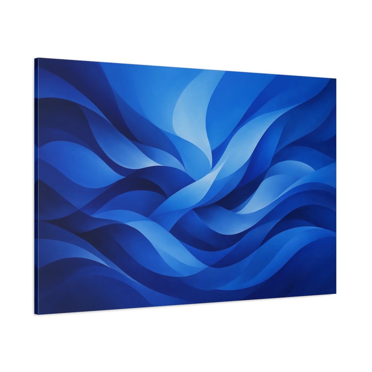 Main Mockup. Abstract Abstract Waves Deep Blue Abstract shown as stretched canvas wall art